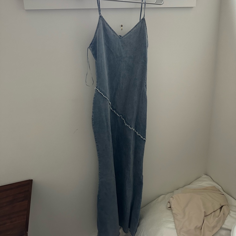 Bobbles & lace bodycon denim dress